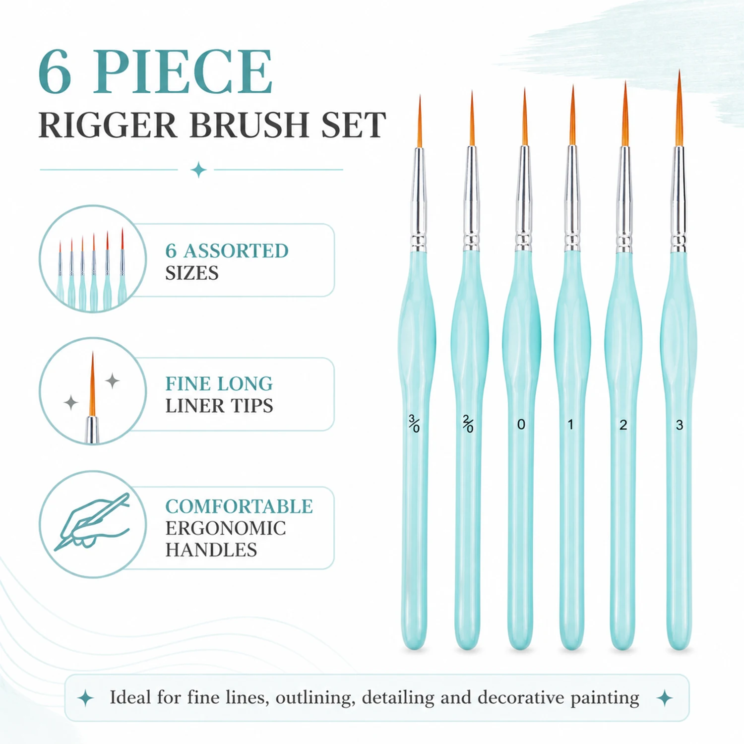 Detailing Brush Set - Zestaw 6 pędzli do malowania, pędzle